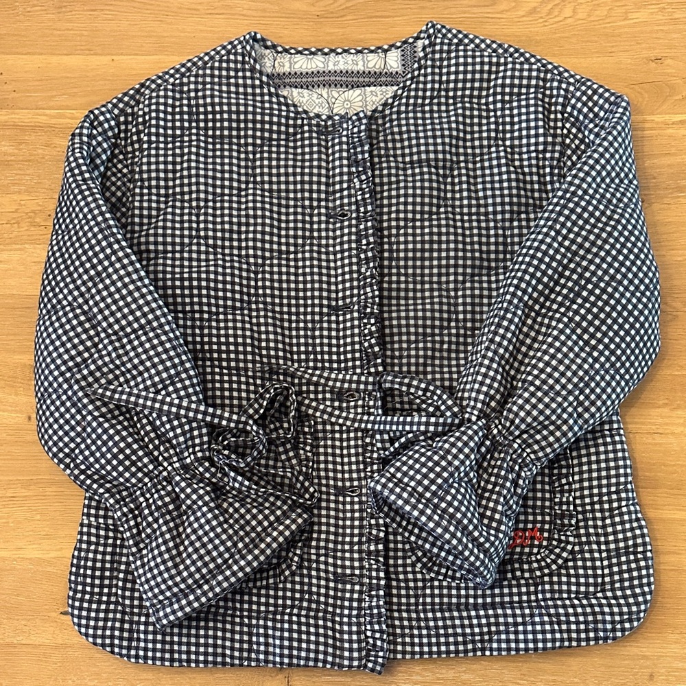 NWOT Damson Madder Navy Checkered Reversible Women's Jacket - Picture 5 of 10